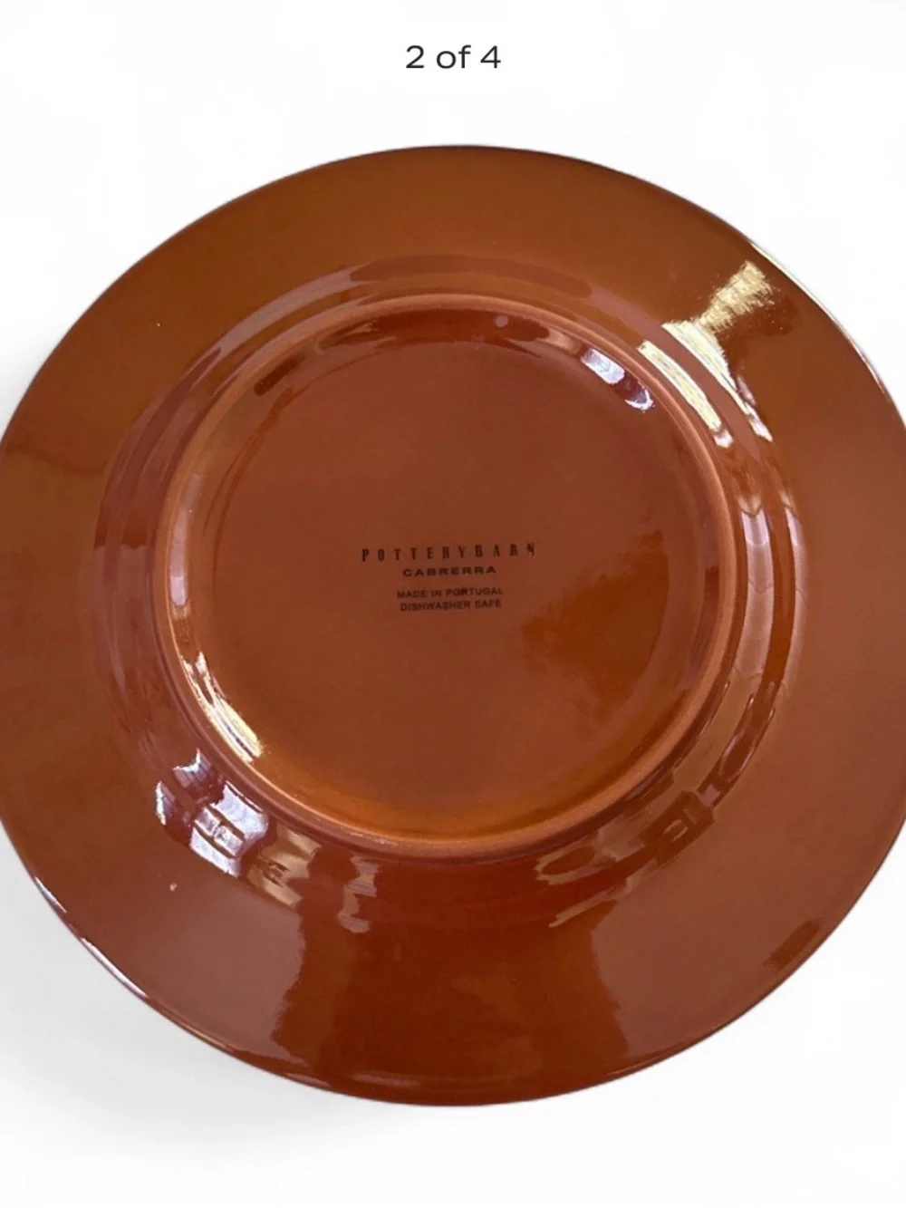 Pottery Barn Cream salad Plate with Brown cabrerra Scroll Motif Set of 4
